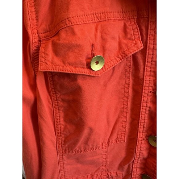 CAbi 727 Taylor Ruffle Back Jacket In Lobster Medium Pockets - Picture 3 of 13